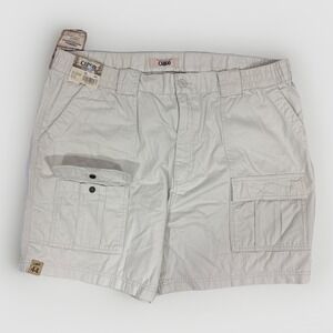 Roundtree & Yorke Men's 44x7 Khaki Cargo Shorts Stone Beige Summer Comfort